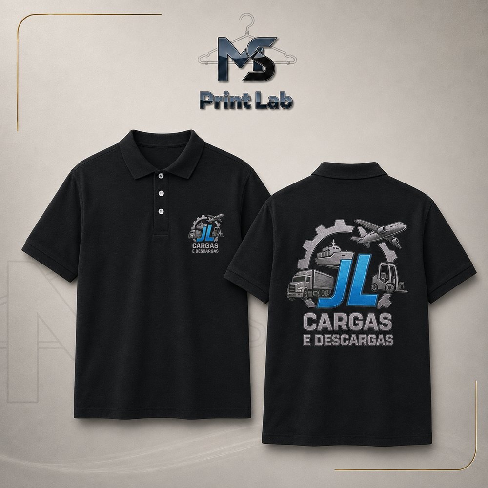 JL Cargas e Descargas — camiseta personalizada em DTF pela MS Print Lab